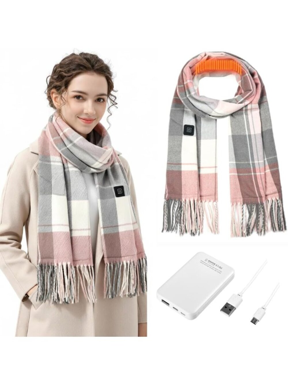Cozy Electric Heated Scarf for Men & Women, Rechargeable 5000mAh Battery